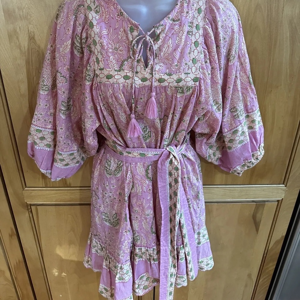 Cleobella Magdalena wildfire dress xs Anthropologie vacation resort pink